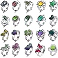 LiHan1028 10 Pieces of Mixed Pattern Adjustable Mood Rings Mixed Color Changing Mood Rings for Halloween Costume Props, Birthday Party Favors and Fift Bag Fillers