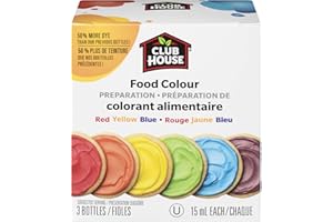 Club House (CLUC0) Food Colour, Red Yellow Blue, 3 Vials x 15mL