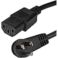StarTech.com Power Cord - 15 ft / 4.5m - NEMA 5-15P to C13 - Right Angle - Computer Power Cord - Power Cable - Power Supply Cord (PXTR10115)
