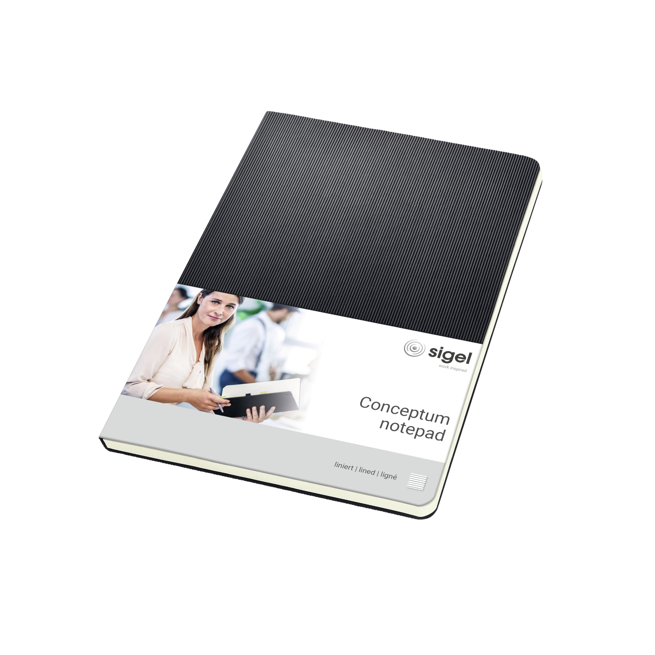 SIGEL CO803 Notepad, approx. A5, lined, hardcover, Black - Conceptum