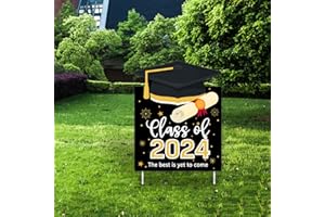 YANGMICS DIRECT Graduation Yard sign Decoration 2024 - Outdoor Lawn Sign - Class of 2024 Graduation Yard Sign - Black
