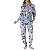 Richard Leeds International Womens Long Sleeve Pajama Top & Jogger Set - Hello Kitty | Pooh | Snoopy | Stitch - Soft PJs Set