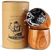 Charred Wooden Whiskey Glass, Handcrafted Wooden Old Fashioned Glass 10oz Bourbon Gifts for Men Dad Husband Brother, Bourbon Cup Perfect Gifts For Father's Day Anniversary Birthday Christmas 2 Pack