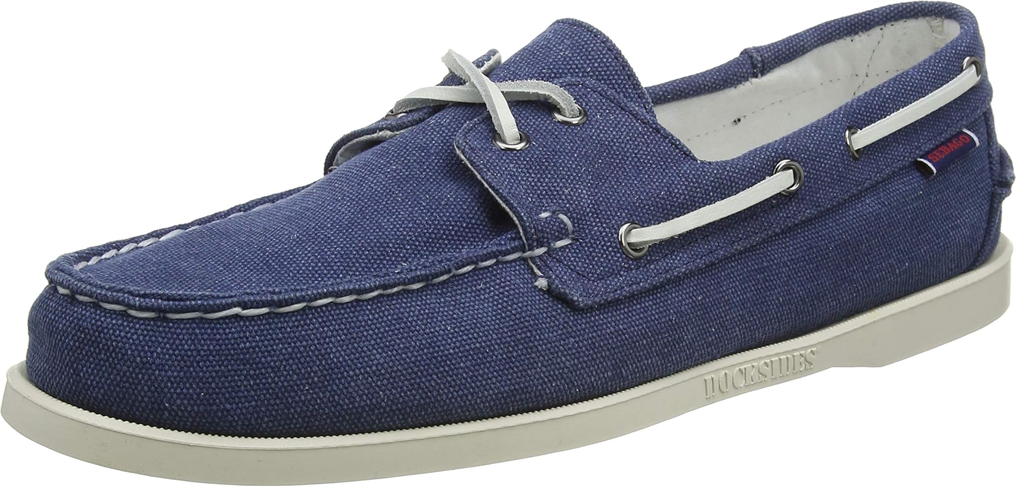blue canvas boat shoes