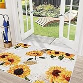 Aukib Sunflower Area Rug - 2' x 3' Vintage Oil Painting Artwork Small Rug Doormat Vintage Floral Non-Slip Washable Low-Pile F