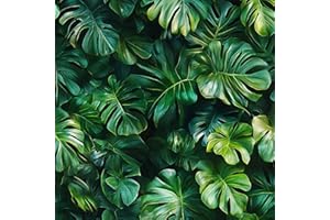 Monstera Leaves Peel and Stick Wallpaper 17.3"x118" Tropical Plants Non-woven Fabrics Self Adhesive Easy Peel Off Waterproof 