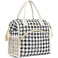 LOKASS Insulated Lunch Bag Women- Reusable 10 L Lunch Box for Women - Leakproof Tote Cooler Bag for Adults Work, Beach, Travel, Picnic （Black&White Diamond Grid）