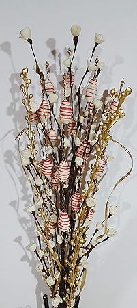 Bunch of Handmade Dry Palm Leaf Flowers, moti Sticks and Dry Palm Leaves Filler, 60cm Bunch