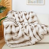 Touchat Luxury 1000GSM Faux Fur Throw Blanket, Super Thick Warm Cozy Heavy Blankets for Couch Bed Sofa, Plush Fuzzy Elegant Winter Reversible Mink Blanket for Living Room Bedroom 50x60,Taupe
