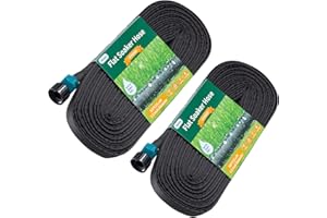 Hlinker Flat Soaker Hose 100 FT for Garden Beds, 50Ft 2Packs 1/2" Linkable Consistent Drip Irrigation Hose Save 80% Water, Leakproof Heavy Duty Double Layer Sprinkler Hose