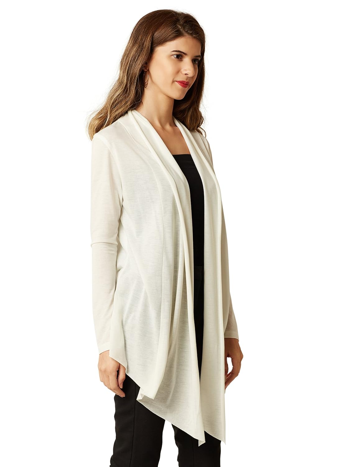 miss chase women's white open front waterfall shrug