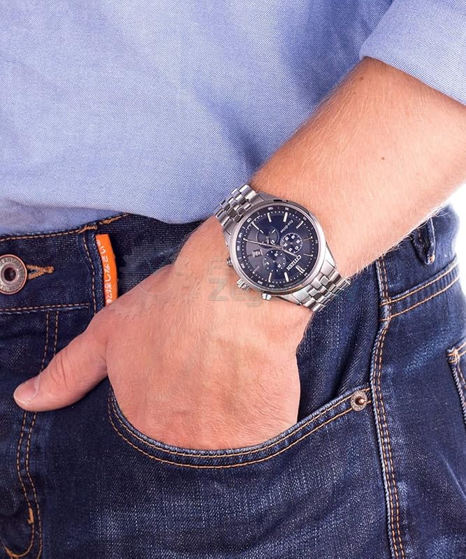 Herren Chronograph Eco-Drive Armbanduhr mit Edelstahl Armband