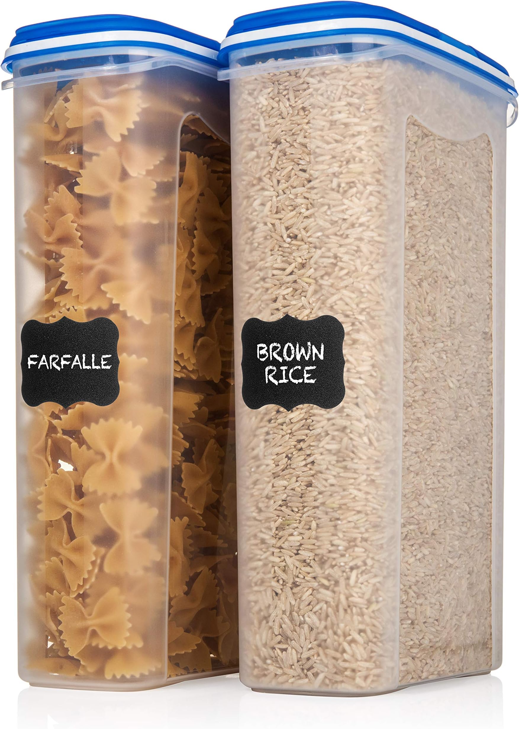 Shazo Food Storage Containers 4-Piece Set (2 Container Set) - Airtight Dry Food with Innovative Dual Utility Interchangeable Lid, One Lid Fits All, Freezer Safe, Airtight Cereal, Spaghetti, Rice