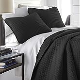 Southshore Fine Living, Inc. Quilts, Queen Size/Full Quilt Bedding Set, Stain & Pet Hair Resistant Bedding, Coverlet Queen Size/Full Size Quilt Bedspread, Soft Microfiber with 2 Pillow Shams, Black