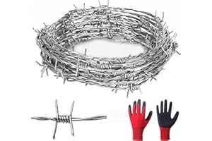 Barbed Wire 25FT 18 Gauge 4 PT Galvanized Barb Wire, Real Barb Wire Easy to Bend Perfect for Yard or Crafts (25feet)