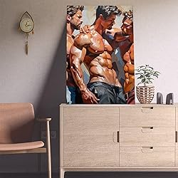 HMLZSJ Nude Muscle Male Torso Portrait Art Gay