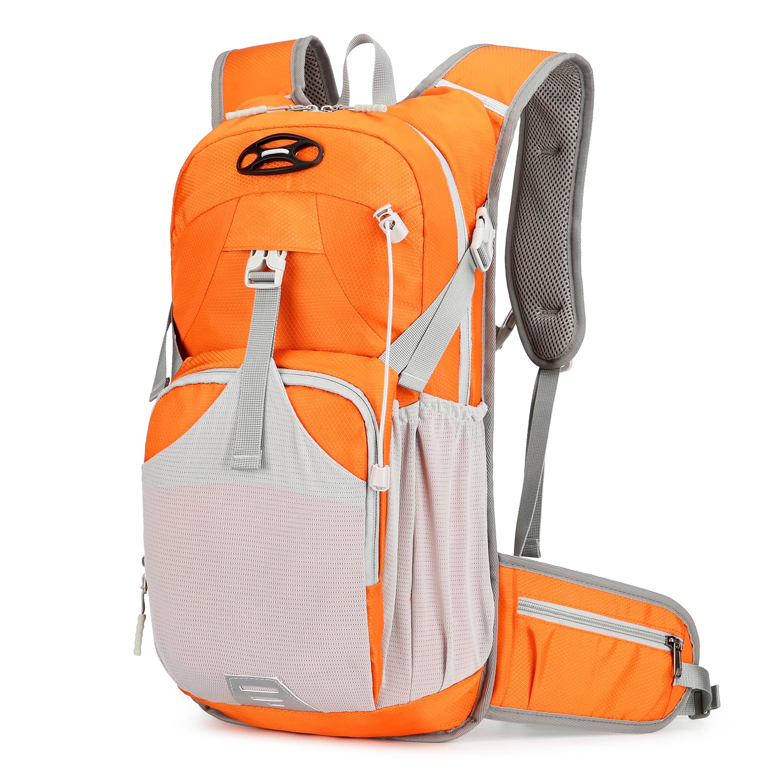 Outplea Breathable Cycling Backpack Waterproof, Mountain Bike Backpack with Helmet Cover, Thermal Hydration Pack for MTB Running Hiking Skiing Walking, Orange