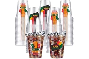 HABDJILTY 50 Pcs Juneteenth Decorations Black History Month Decorations Black History Month Cups Freedom Day Disposable Cups for African American February Festival Party Supplies ?12oz?
