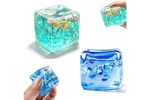 Cute Ice Cube Squishy - Slow Rise Stress Balls Ice Cube with Snowflakes Inside, Square Shape Anxiety Sensory Squishy Stress R