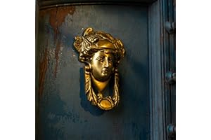 Indian Shelf Woman's Head Brass Door Knocker - Ring Door Front Door Decoration - Gold Antique Door Bell - 13.97 Cm