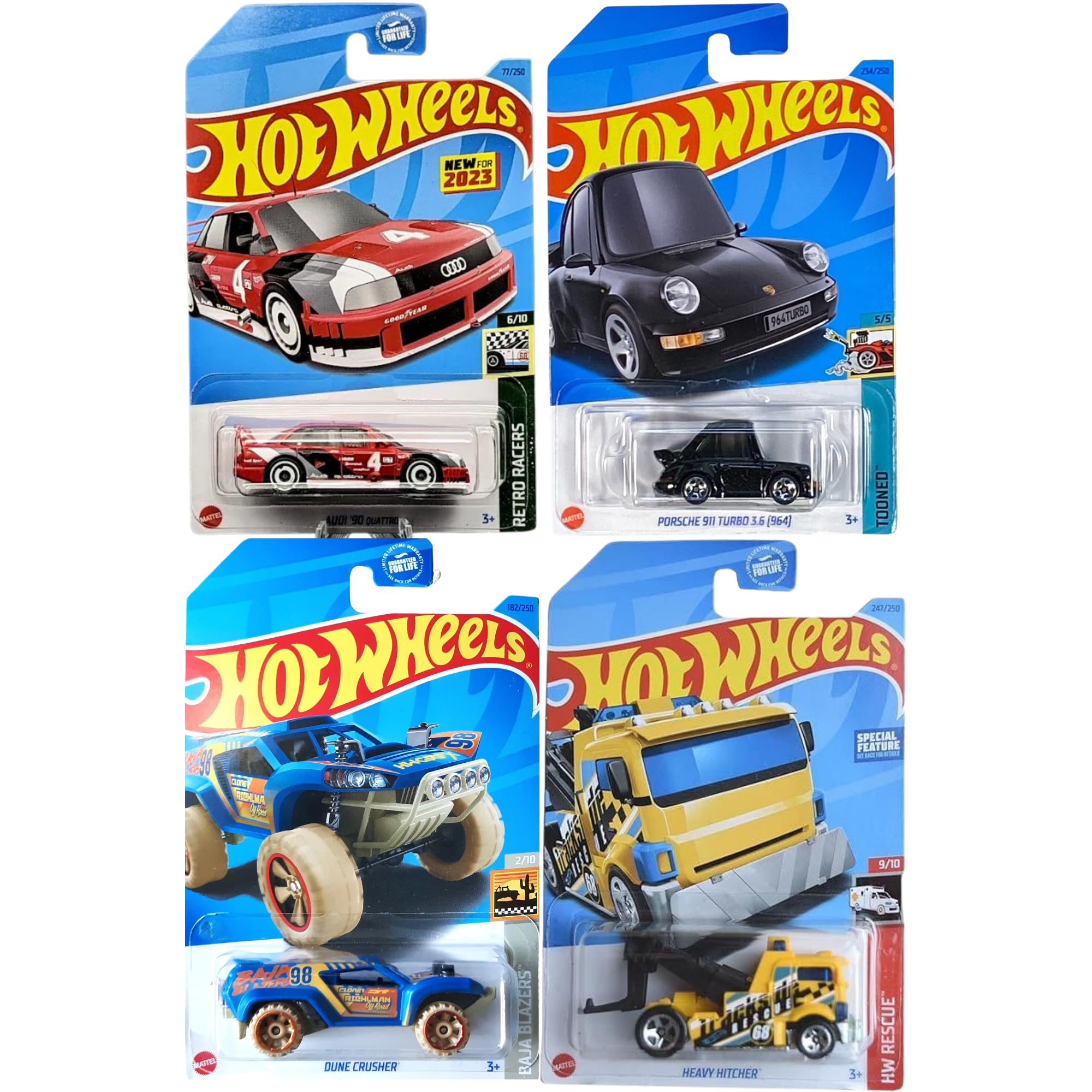Hot Wheels 1:64 Scale Cars, Racecars, Trucks & Bikes - (4 Pack - Set 4)