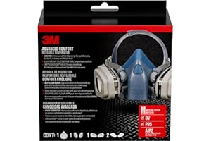 3M Pro Half Facepiece Reusable Respirator All-in-One Kit, Paint Protection - Advanced Comfort, M (1 Mask, 1-pair Cartridges, 