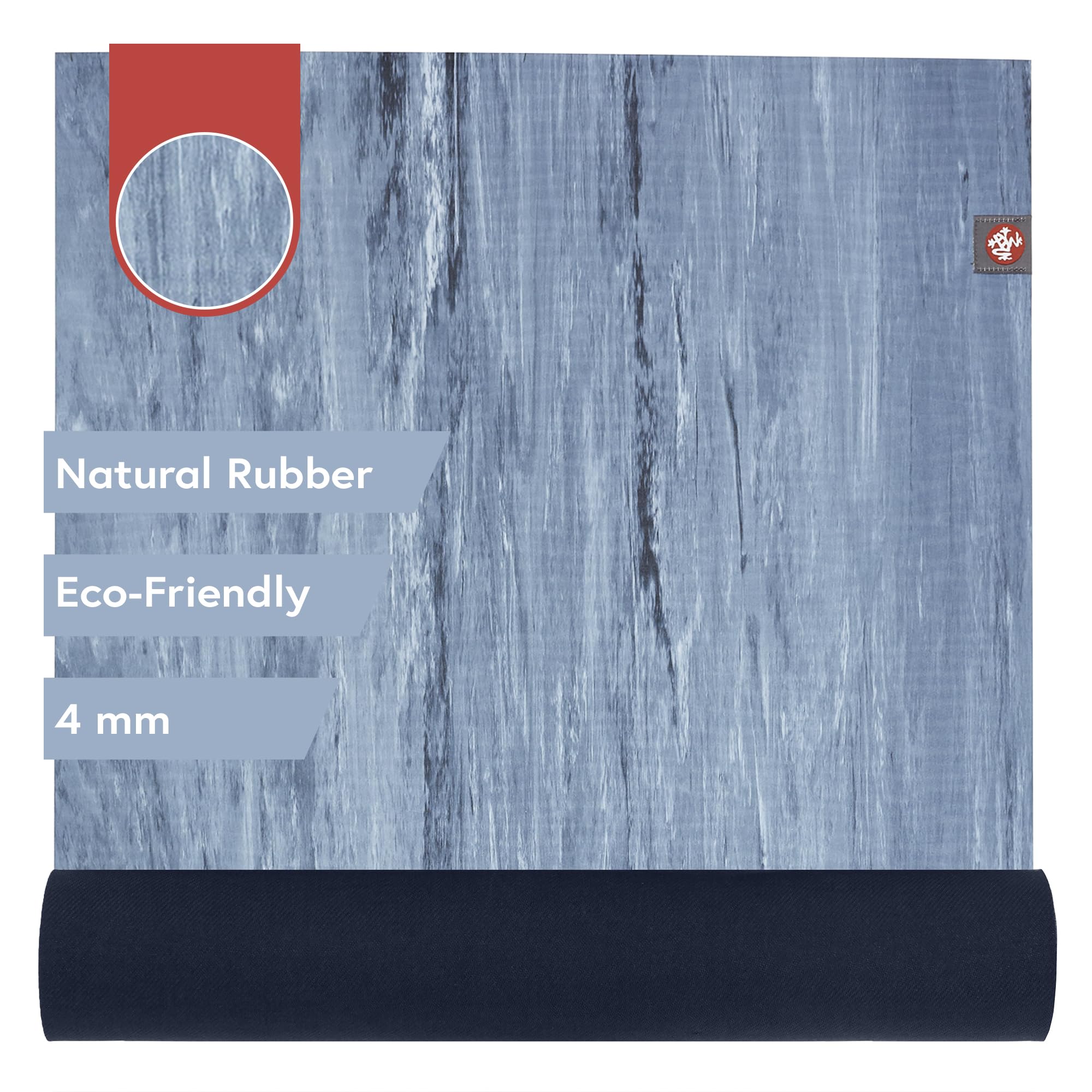 Manduka eKOlite Yoga Mat – Premium 4mm Thick Yoga and Fitness Mt, Eco-Friendly Exercise, Pilates and Sport Accessory, Biodegradable - 71 Inch, Ebb-Marbled Blue Color