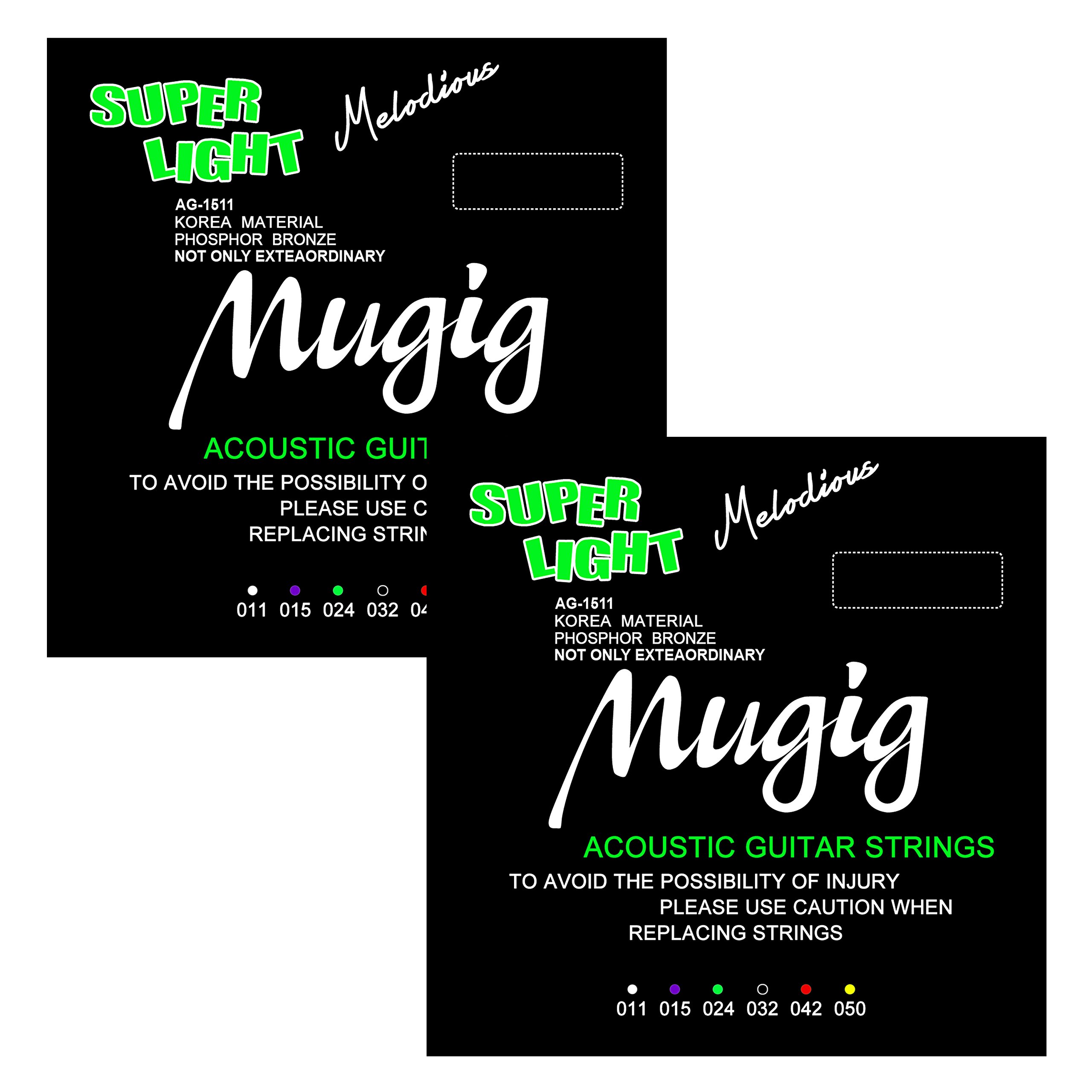 Acoustic Guitar String Mugig Korean Phosphor Bronze and Steel Pack of Two