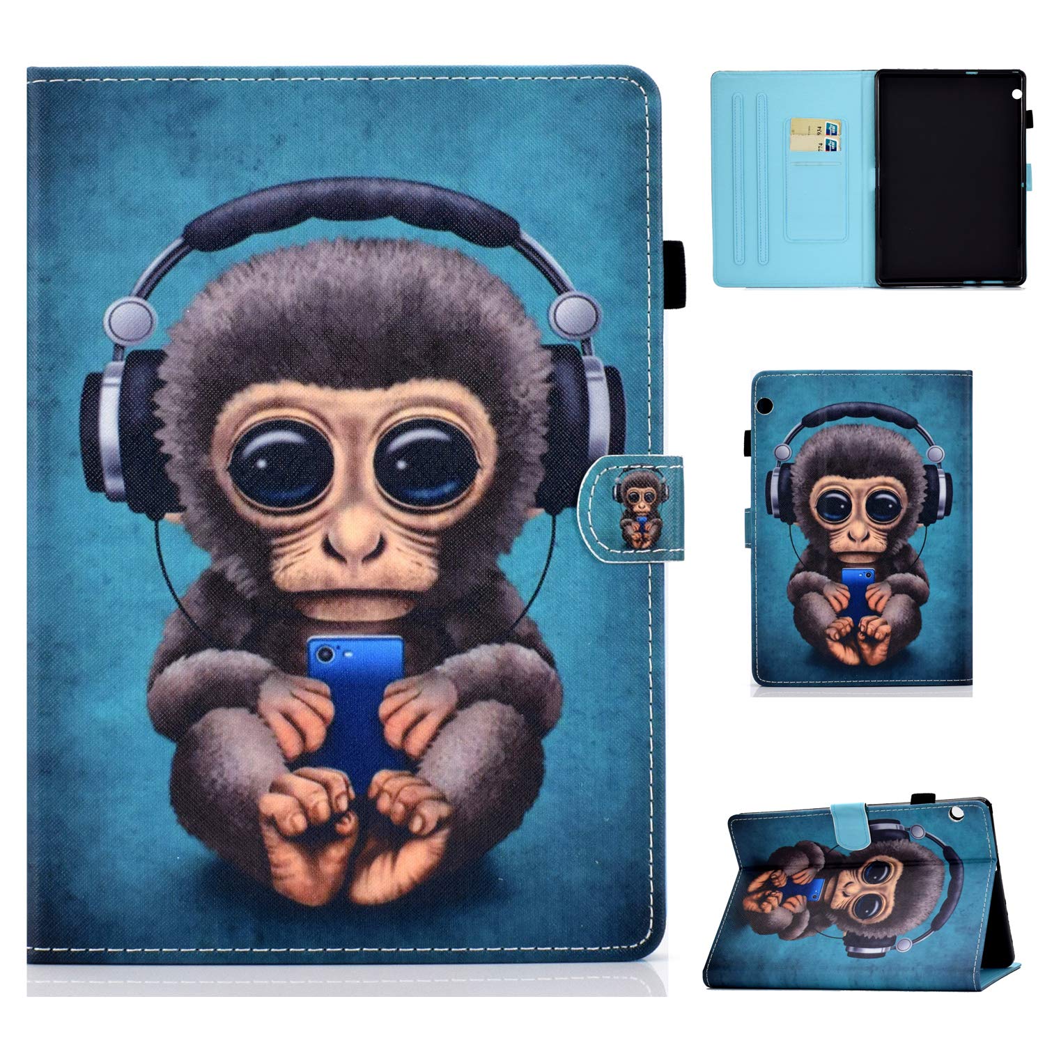 Huawei MediaPad T3 10 9.6 inch PU Leather Shell Case - Bspring Ultra Slim Lightweight Standing Cover for HUAWEI T3 10 9.6 inch - Monkey