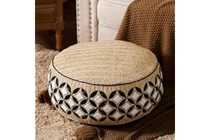 SUTAVIA Pouf Cover Ottoman Unstuffed Pouf Seat Footrest Decorative Storage Bean Bag Floor Chair for Home Decor Living Room Be