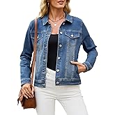 Kedera Women's Casual Button Down Stretch Fitted Long Sleeves Fall Trendy Denim Jean Jacket