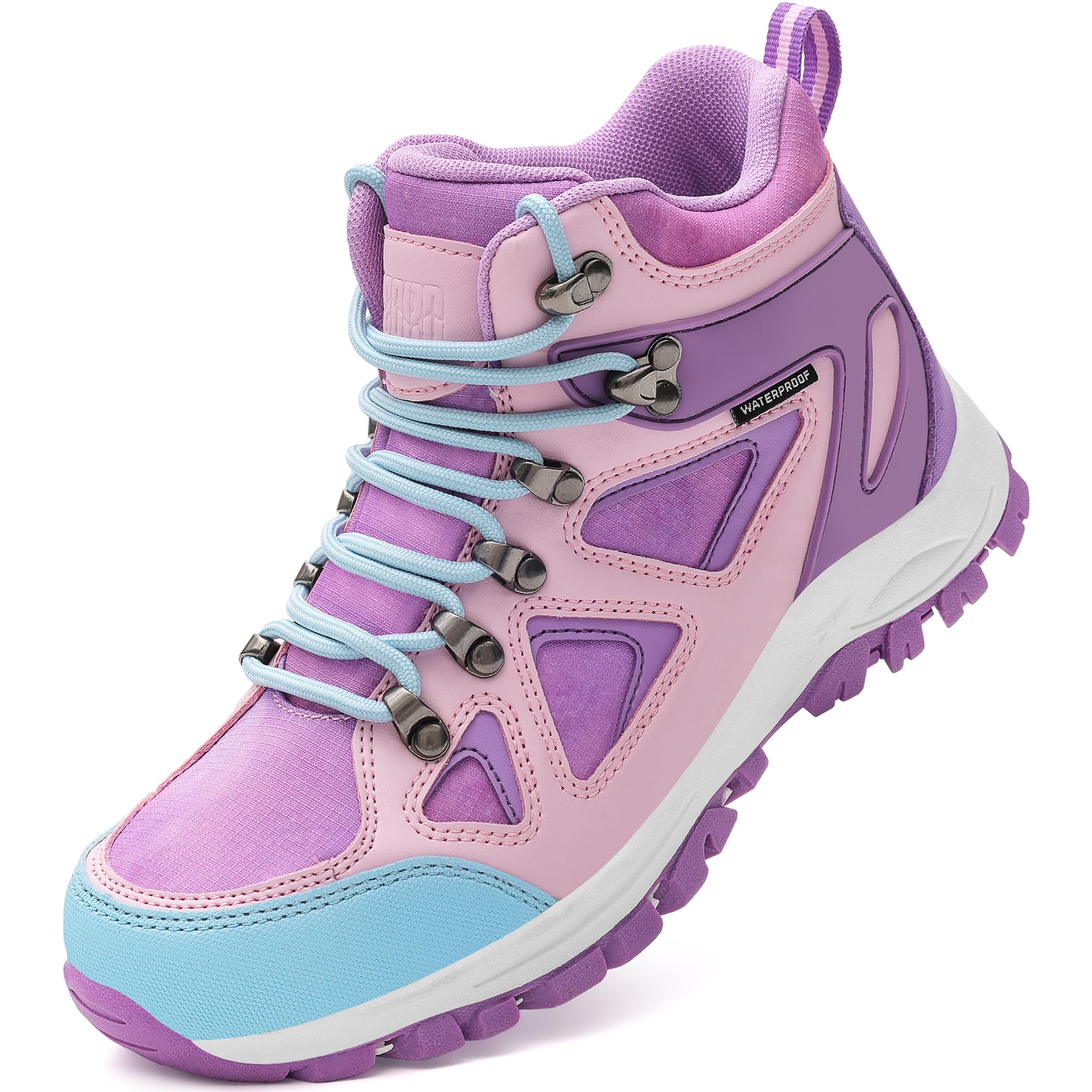 Photo 1 of R CORD Big Kids Hiking Boots Girls Hiking Boots Girls Anti-Collision Non-slip Athletic Outdoor Trekking Boots Purple 5 Big kid