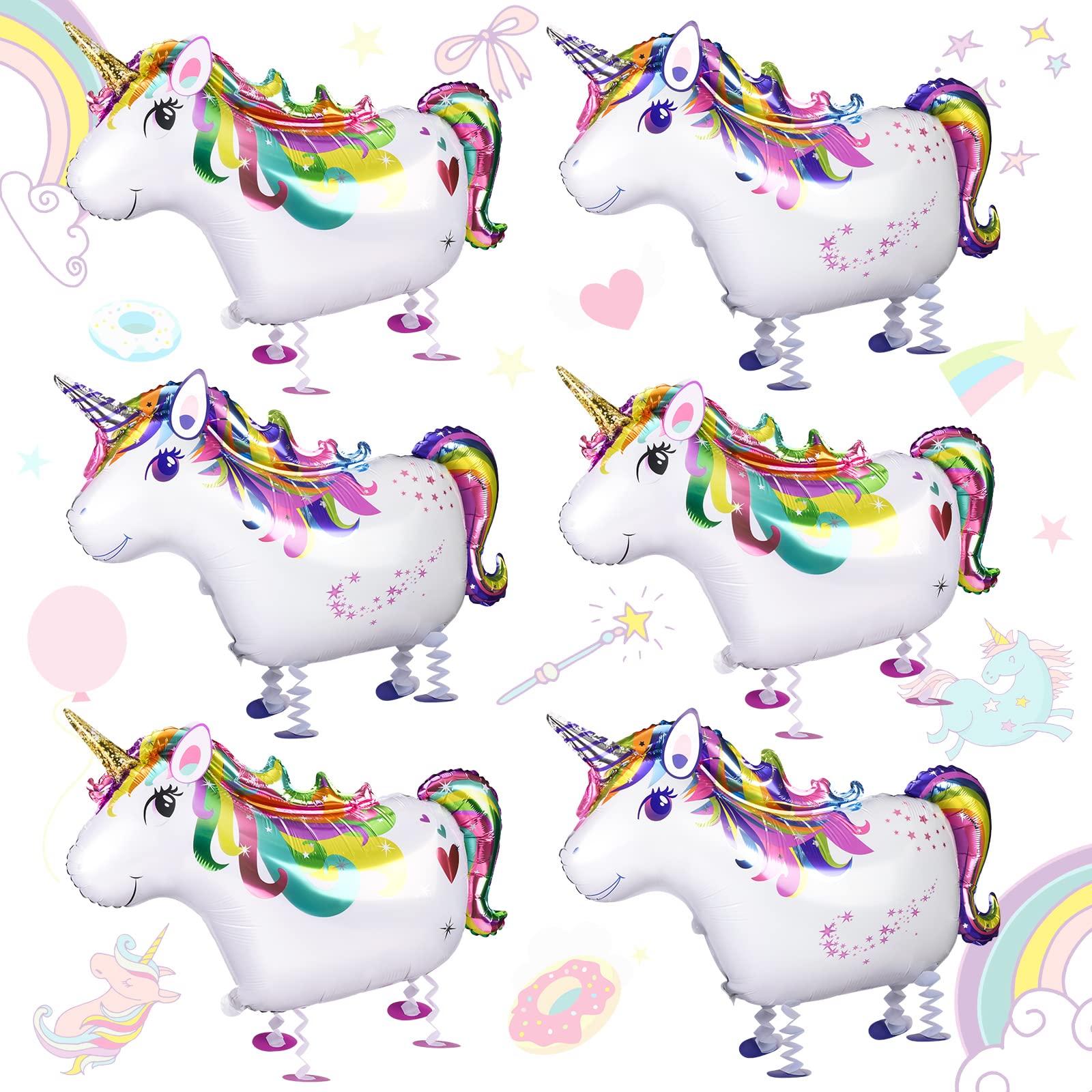 Photo 1 of 6 Pieces Inflatable Unicorn Rainbow Unicorn Standing Unicorn Party Decorations Unicorn Party Supplies Unicorn Balloons Toy for Themed Birthday Party Pool Fun, 23 x 16 Inches