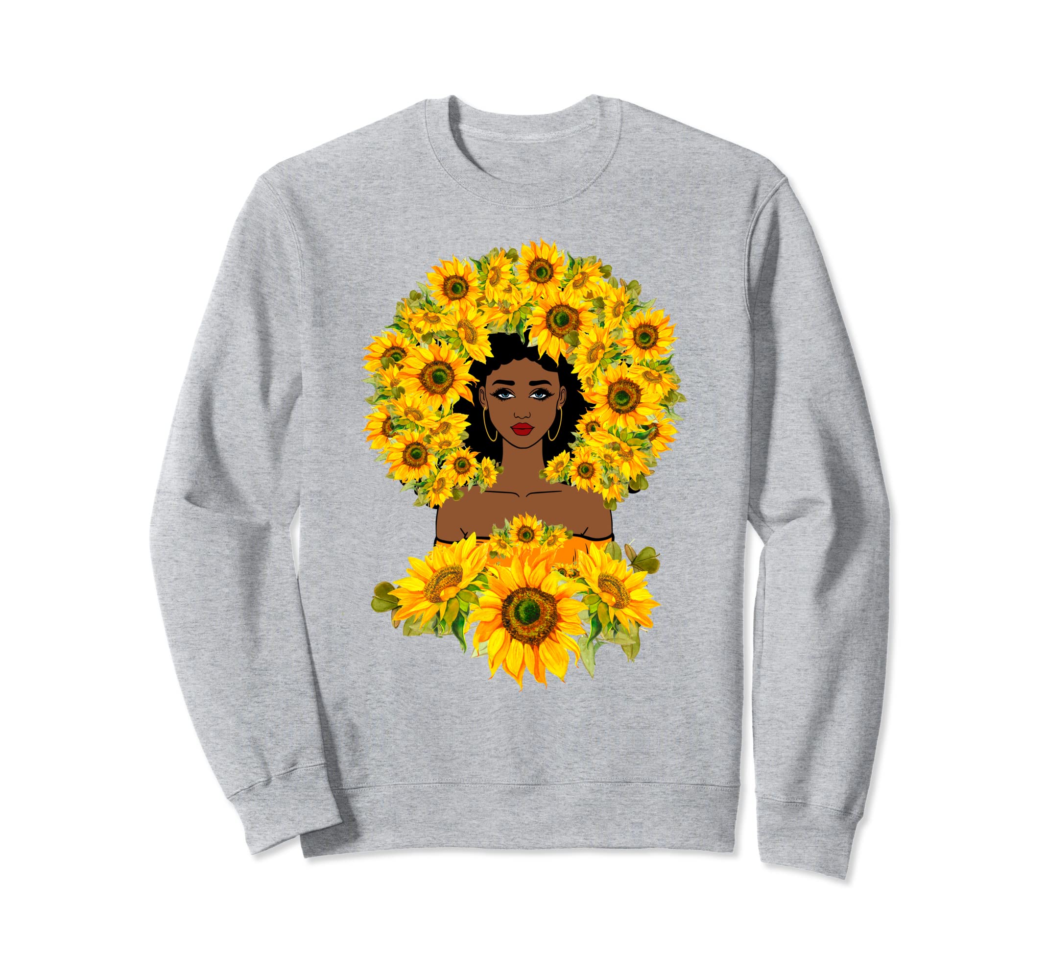 African American Woman Sunflower Afro Melanin Black Pride Sweatshirt
