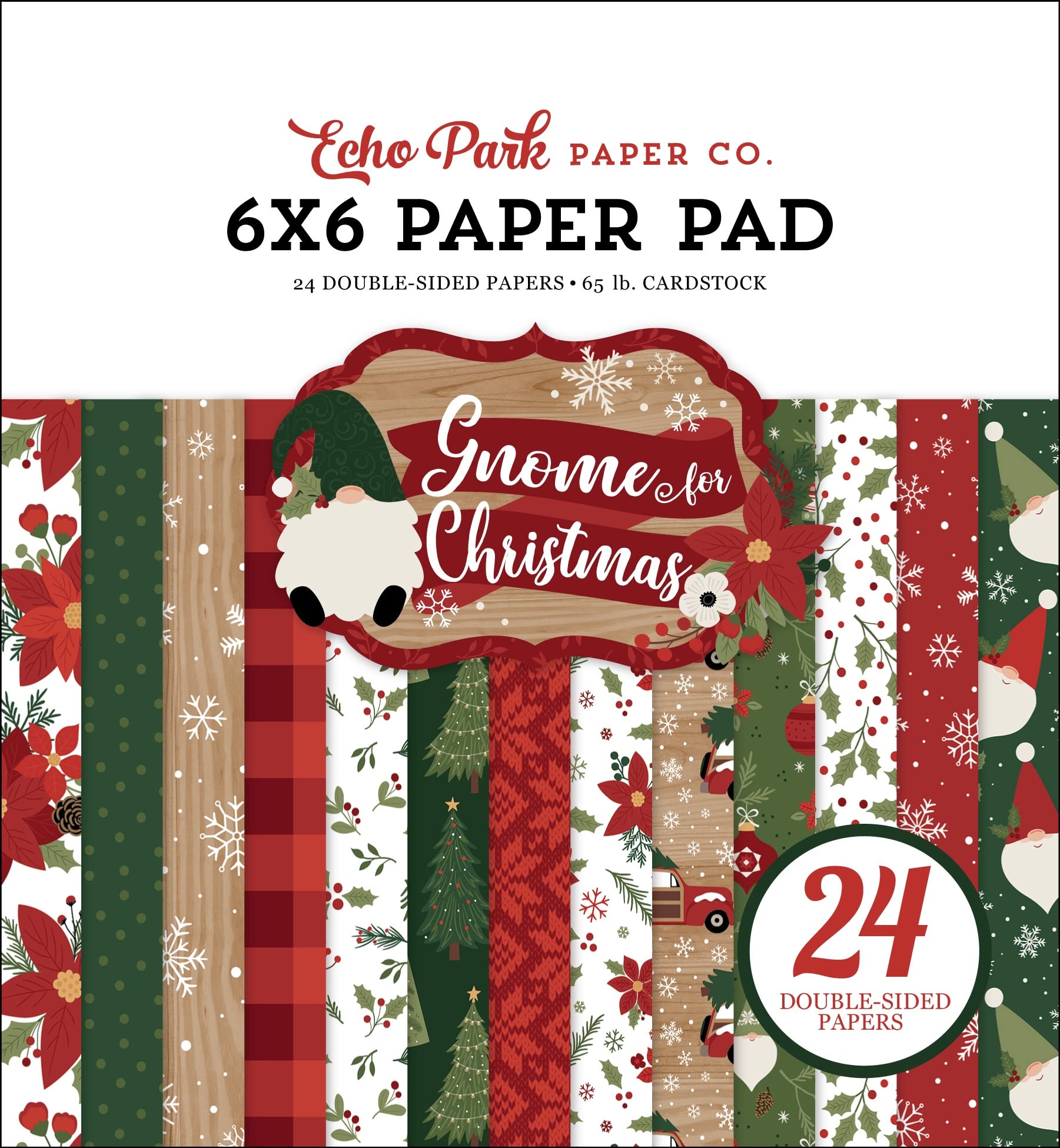 Echo Park Double-Sided Paper Pad 6"X6" 24/Pkg-Gnome For Christmas FC290023