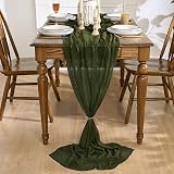Artoid Mode Boho Olive Green Gauze Table Runner 300 cm Polyester view 3
