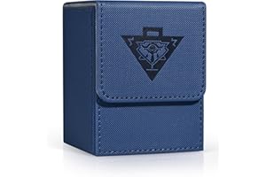 ZLCA Card Deck Box Fits MTG Yu-Gi-Oh! TCG, Card Storage Box with Dividers Holds 100+ Sleeved Cards, Premium Card Deck Case Compatible with CCG Trading Cards (Navy,Puzzle)