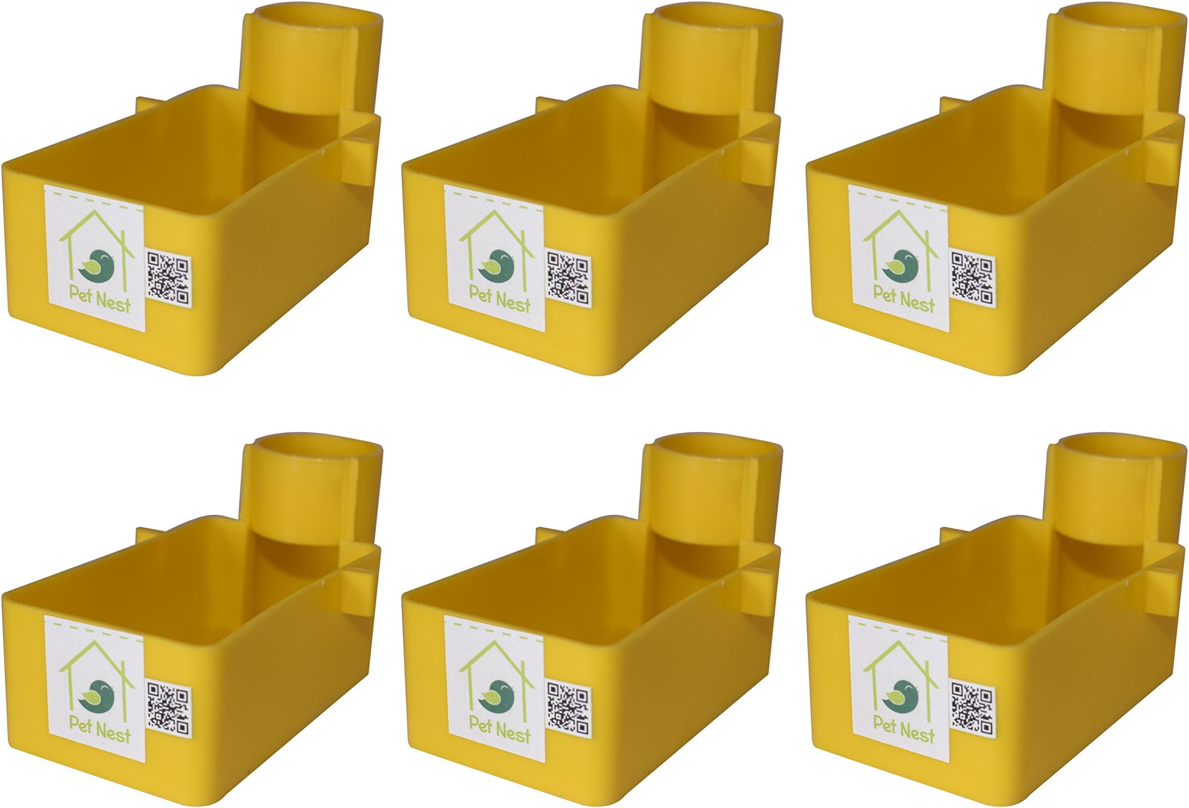 PetNest Rectangle Bottle feeding cup Bird cage Water & Food Feeder (Pack of 6)