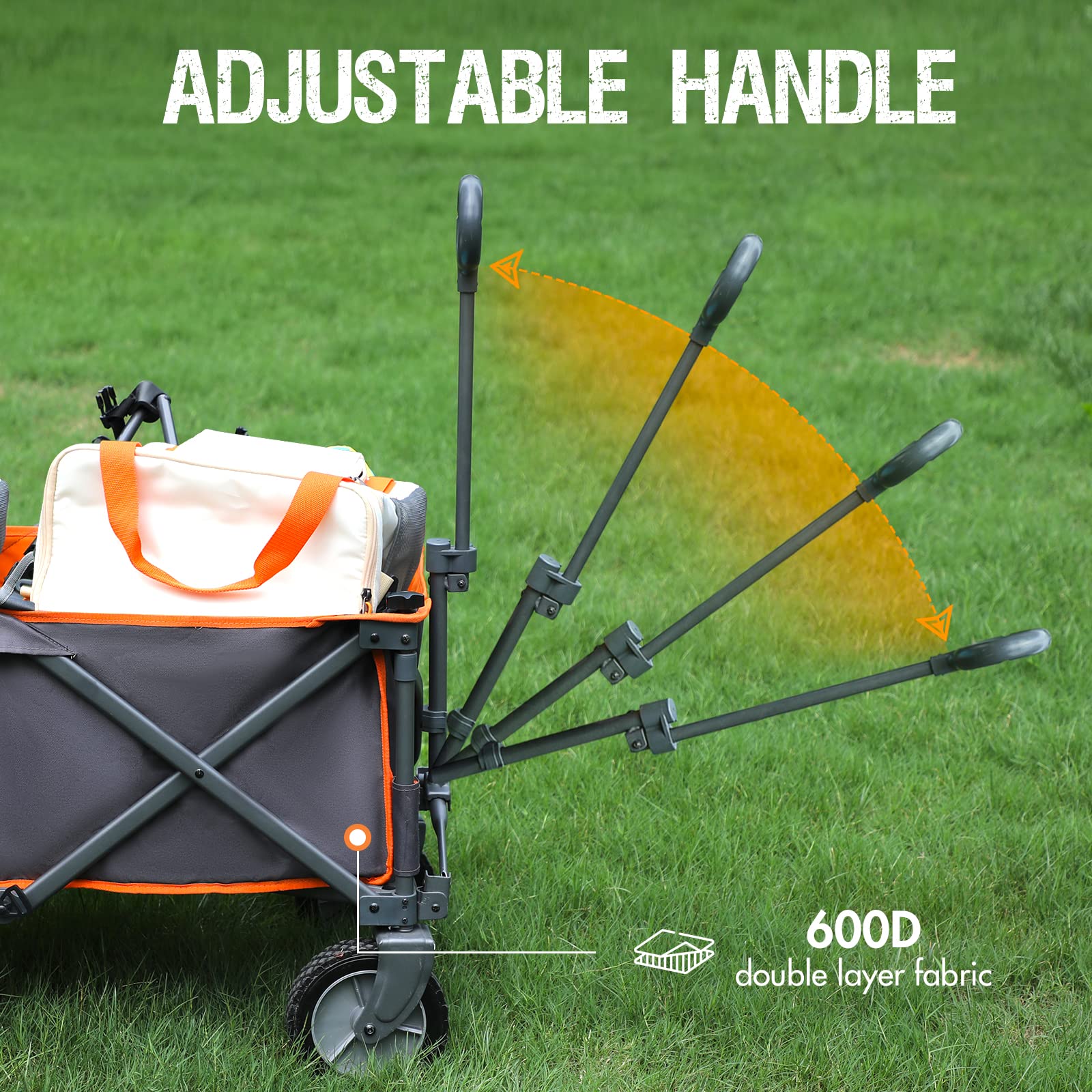 PORTAL Collapsible Wagon Cart, Heavy Duty Foldable Wagon Carts with Wheels, Folding Utility Wagon for Camping, Shopping, Garden, Sports, Beach