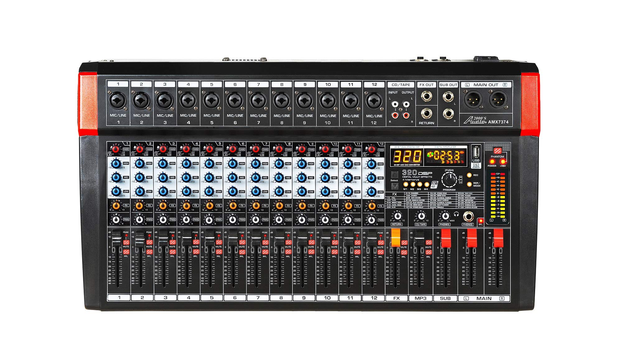 Mua Audio2000'S AMX7374 12-Channel Audio Mixer with 320 DSP Sound ...