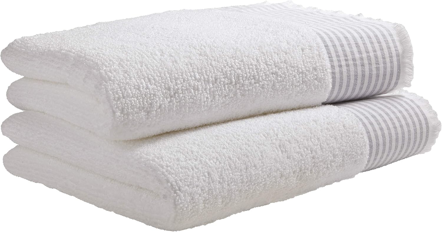  Brand – Stone & Beam Casual Sleek 100% Cotton Striped Bath Towel, Hand Towel, and Washcloth, Indigo: Home & Kitchen