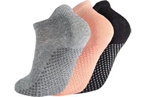Breslatte Grip Socks Pilates Socks with Grips for Women with Cushion Cotton Non Slip Grippers Womens Gifts