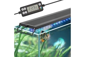 hygger Auto On Off LED Aquarium Light, Full Spectrum Fish Tank Light with LCD Monitor, 24/7 Lighting Cycle, 7 Colors, Adjustable Timer, IP68 Waterproof, 3 Modes for 18"-24" Freshwater Planted Tank