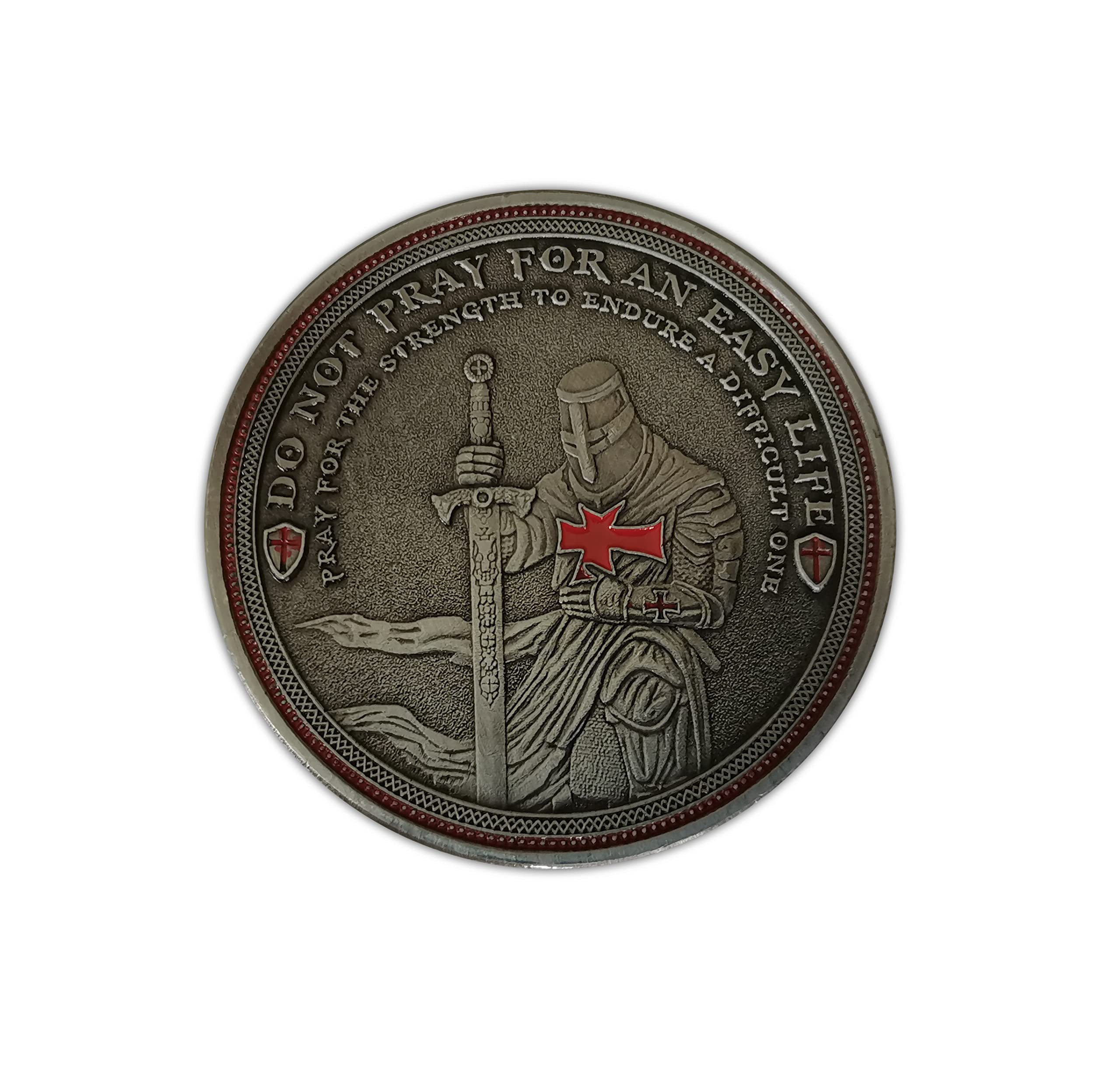 Templar Knight Challenge Coin Honor Courage Integrity Compassion Red Cross Shield Sword Religious Token Collectible Souvenir