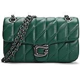 Quilted Crossbody Purse for Women Trendy - Ladies Shoulder Bag Leather Handbag Designer Evening Clutch with Chain Strap