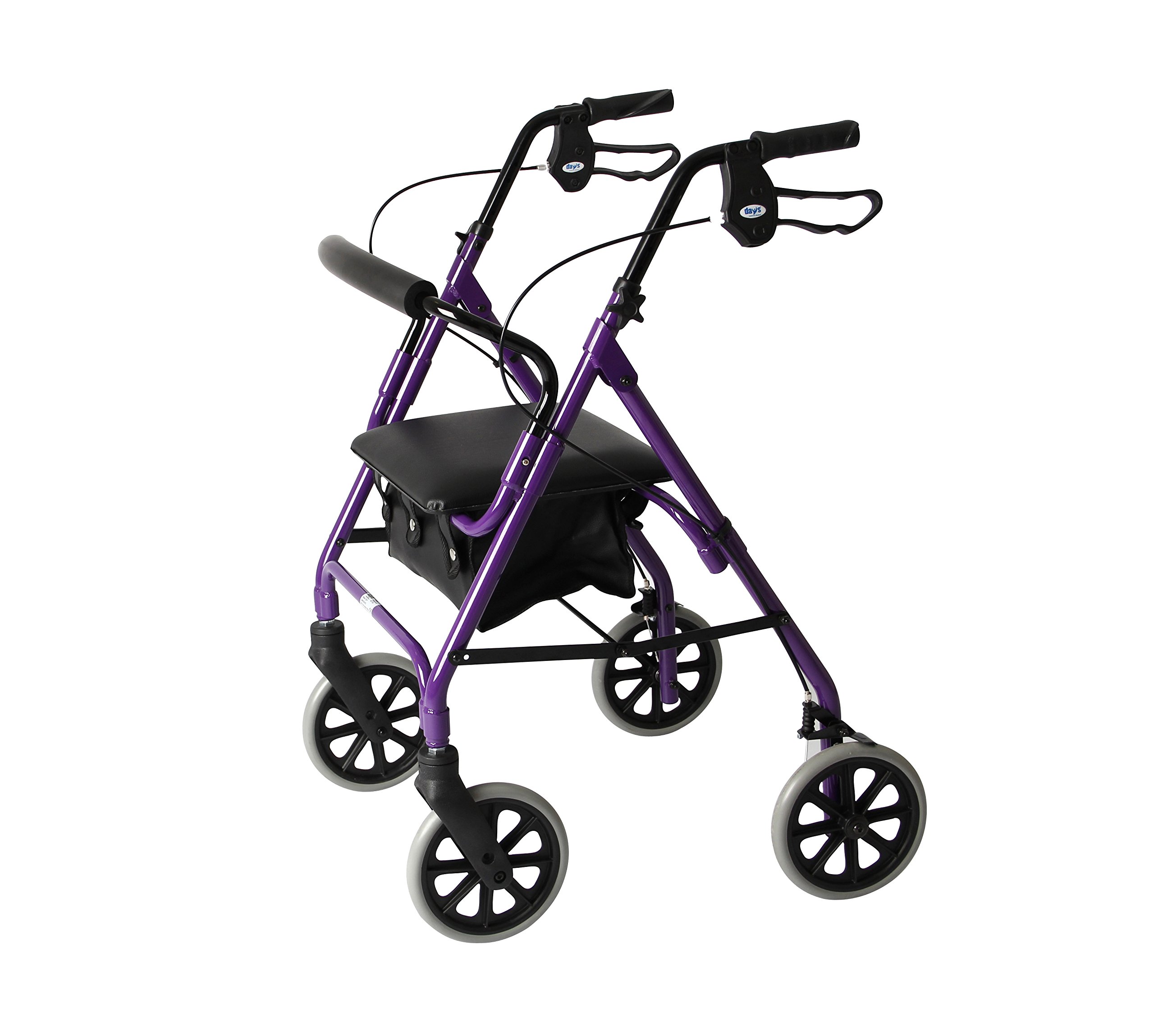 Days Lightweight Folding Four Wheel Rollator Walker with Padded Seat