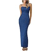 PRETTYGARDEN Summer Dresses for Women 2025 Lace Floral Bodycon Semi Formal Party Wedding Guest Boho Maxi Dress