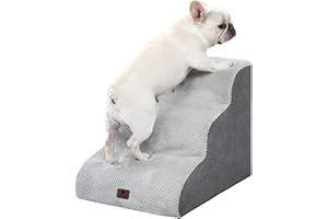 Pettycare Dog Stairs Ramp for High Beds and Couch,Curved Dog Steps for Small Pets, Pet Stairs Non-Slip Balanced Portable Puppy Ramp Indoor, 3 Steps,Grey