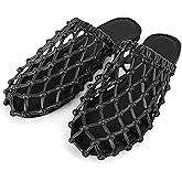 SOVANYOU Womens Slip on Mesh Flat Sandals Woven Mules Dressy Braided Flats Summer Beach Casual Closed Toe Slippers