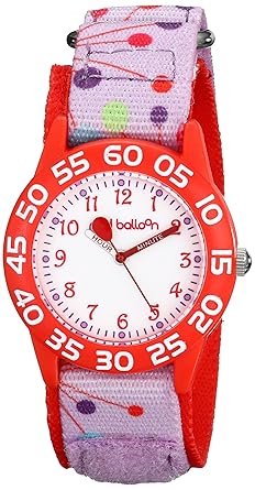 Red Balloon Kids W001884Time Teacher Plastic Watch with Printed Nylon Strap